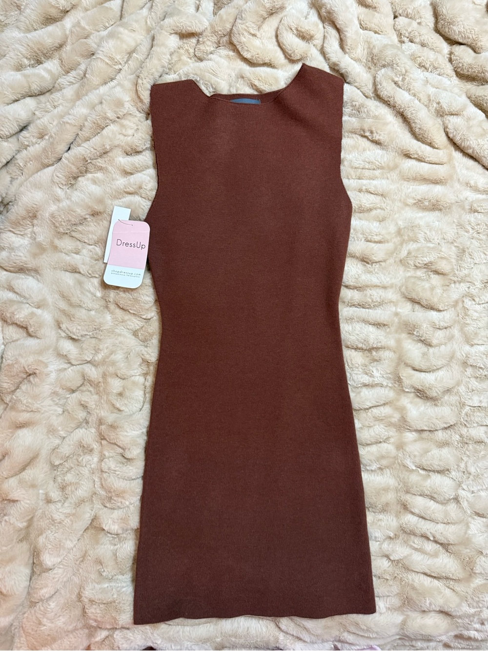 DressUp Sleeveless Knit Sheath Dress in Chestnut Brown